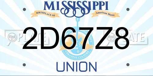 2D67Z8 Mississippi License Plate