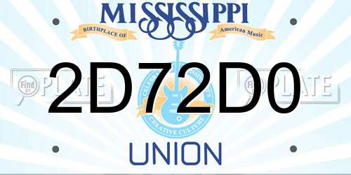 2D72D0 Mississippi License Plate