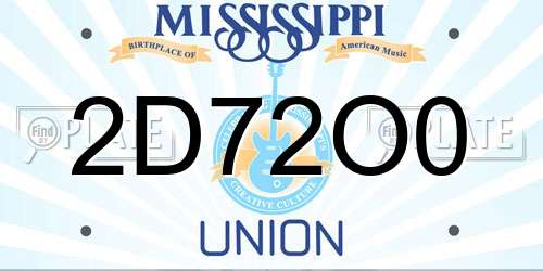 2D72O0 Mississippi License Plate