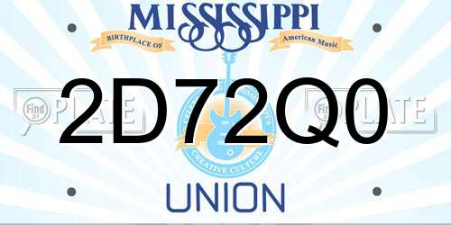 2D72Q0 Mississippi License Plate