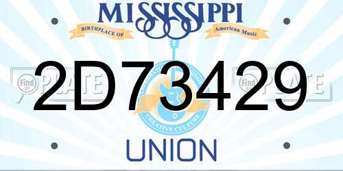 2D73429 Mississippi License Plate