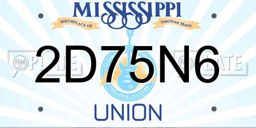 2D75N6 Mississippi License Plate