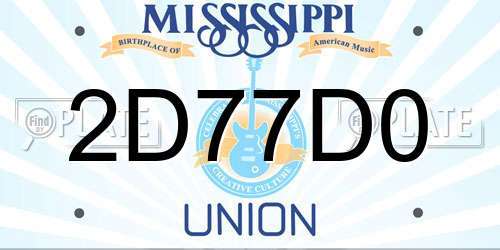 2D77D0 Mississippi License Plate
