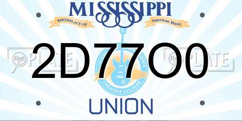 2D77O0 Mississippi License Plate