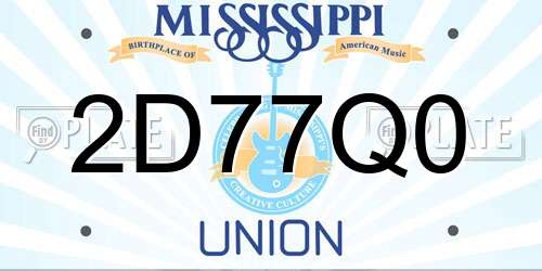 2D77Q0 Mississippi License Plate