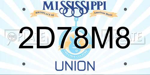 2D78M8 Mississippi License Plate