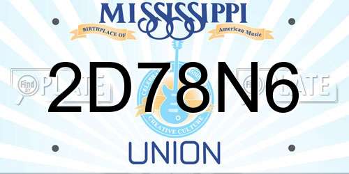 2D78N6 Mississippi License Plate