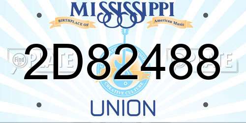 2D82488 Mississippi License Plate