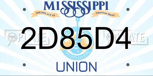 2D85D4 Mississippi License Plate
