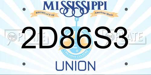 2D86S3 Mississippi License Plate