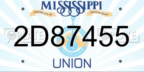 2D87455 Mississippi License Plate
