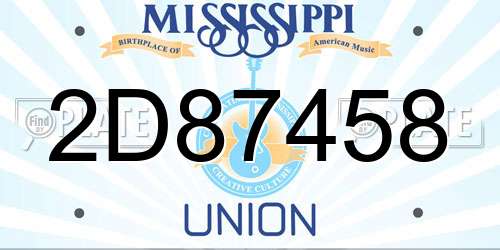 2D87458 Mississippi License Plate