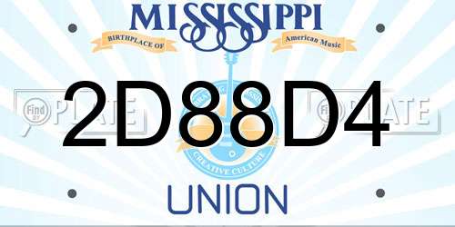 2D88D4 Mississippi License Plate