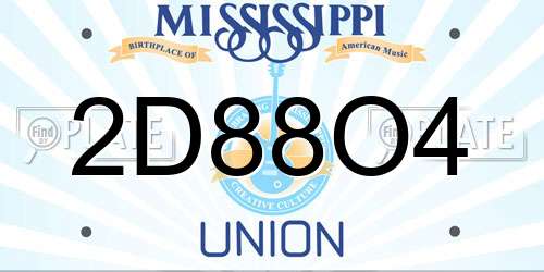 2D88O4 Mississippi License Plate