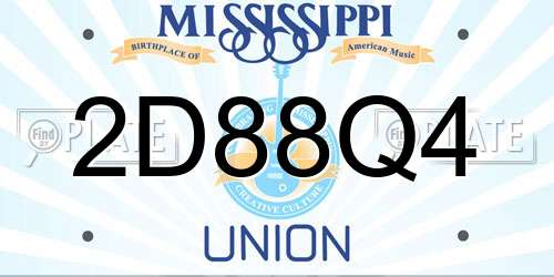 2D88Q4 Mississippi License Plate