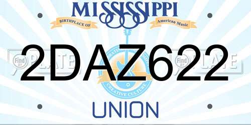 2DAZ622 Mississippi License Plate
