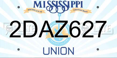 2DAZ627 Mississippi License Plate