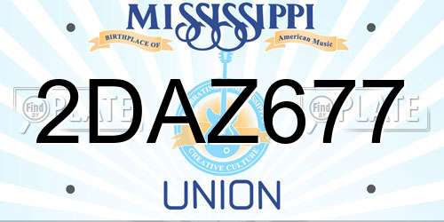 2DAZ677 Mississippi License Plate