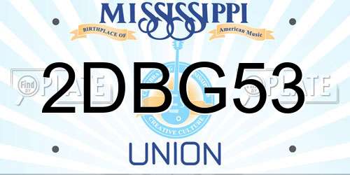 2DBG53 Mississippi License Plate