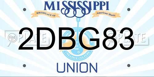 2DBG83 Mississippi License Plate