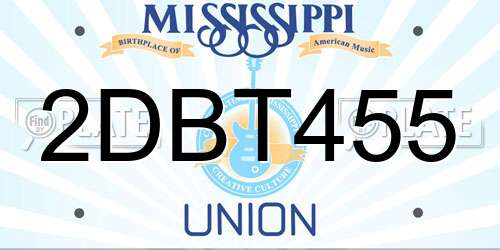 2DBT455 Mississippi License Plate