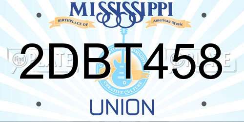 2DBT458 Mississippi License Plate