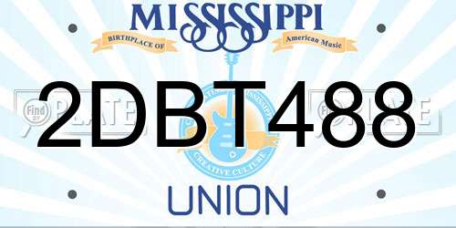 2DBT488 Mississippi License Plate