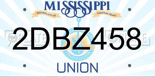 2DBZ458 Mississippi License Plate