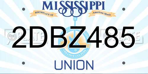 2DBZ485 Mississippi License Plate