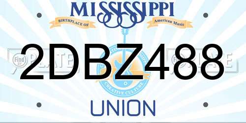 2DBZ488 Mississippi License Plate