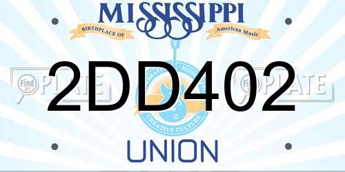 2DD402 Mississippi License Plate