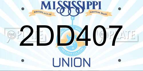 2DD407 Mississippi License Plate
