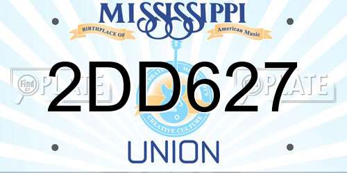 2DD627 Mississippi License Plate