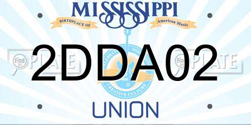 2DDA02 Mississippi License Plate