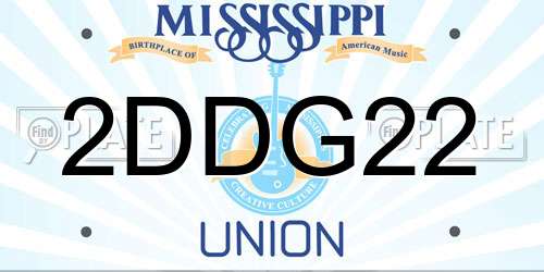 2DDG22 Mississippi License Plate