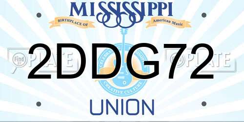 2DDG72 Mississippi License Plate