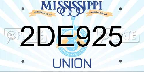 2DE925 Mississippi License Plate