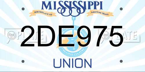 2DE975 Mississippi License Plate