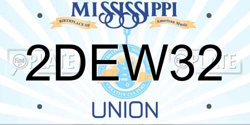2DEW32 Mississippi License Plate