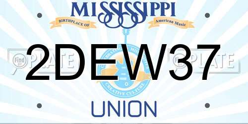 2DEW37 Mississippi License Plate