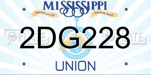 2DG228 Mississippi License Plate