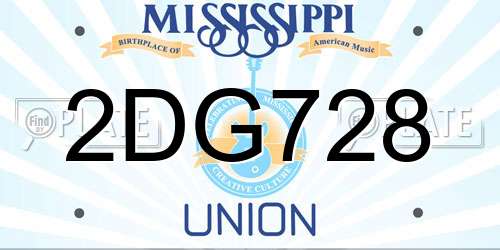 2DG728 Mississippi License Plate
