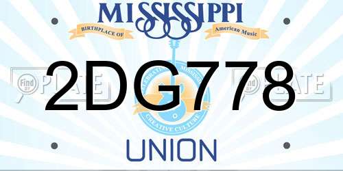 2DG778 Mississippi License Plate