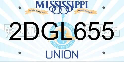2DGL655 Mississippi License Plate