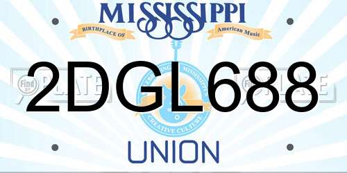 2DGL688 Mississippi License Plate