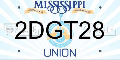 2DGT28 Mississippi License Plate