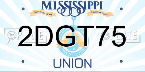 2DGT75 Mississippi License Plate
