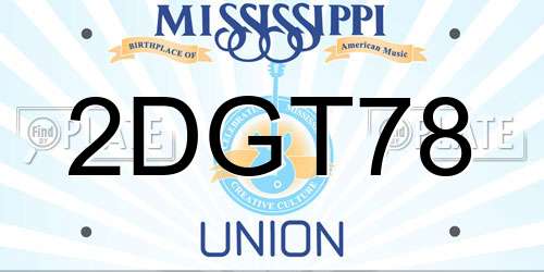 2DGT78 Mississippi License Plate