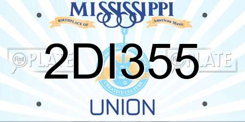 2DI355 Mississippi License Plate