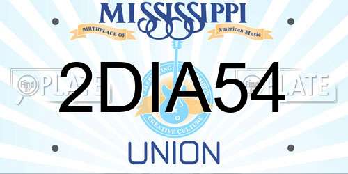2DIA54 Mississippi License Plate